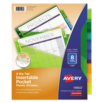 Avery® Insertable Big Tab Plastic 1-pocket Dividers, 8-tab, 11.13 X 9.25, Assorted, 1 Set freeshipping - TVN Wholesale